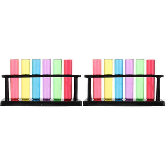 2 Sets Test Tube Glass Containers for Liquids Transparent Test Bottles Lab Plastic Tubes for Kid's Teaching