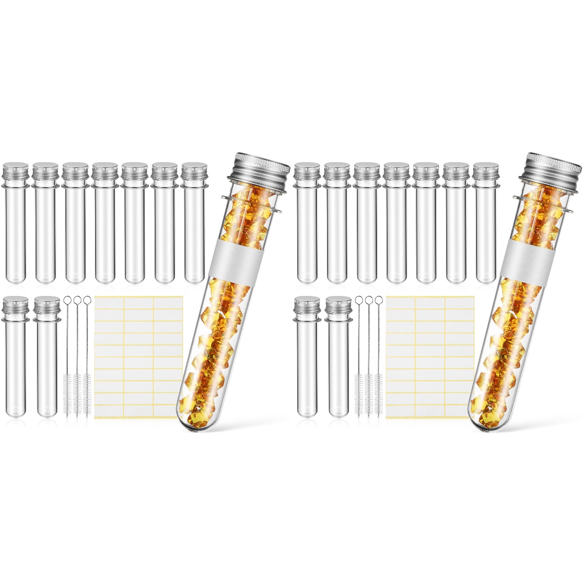 2 Sets Test Tubes with Screw Caps Transparent Test Bottles Sealing Test