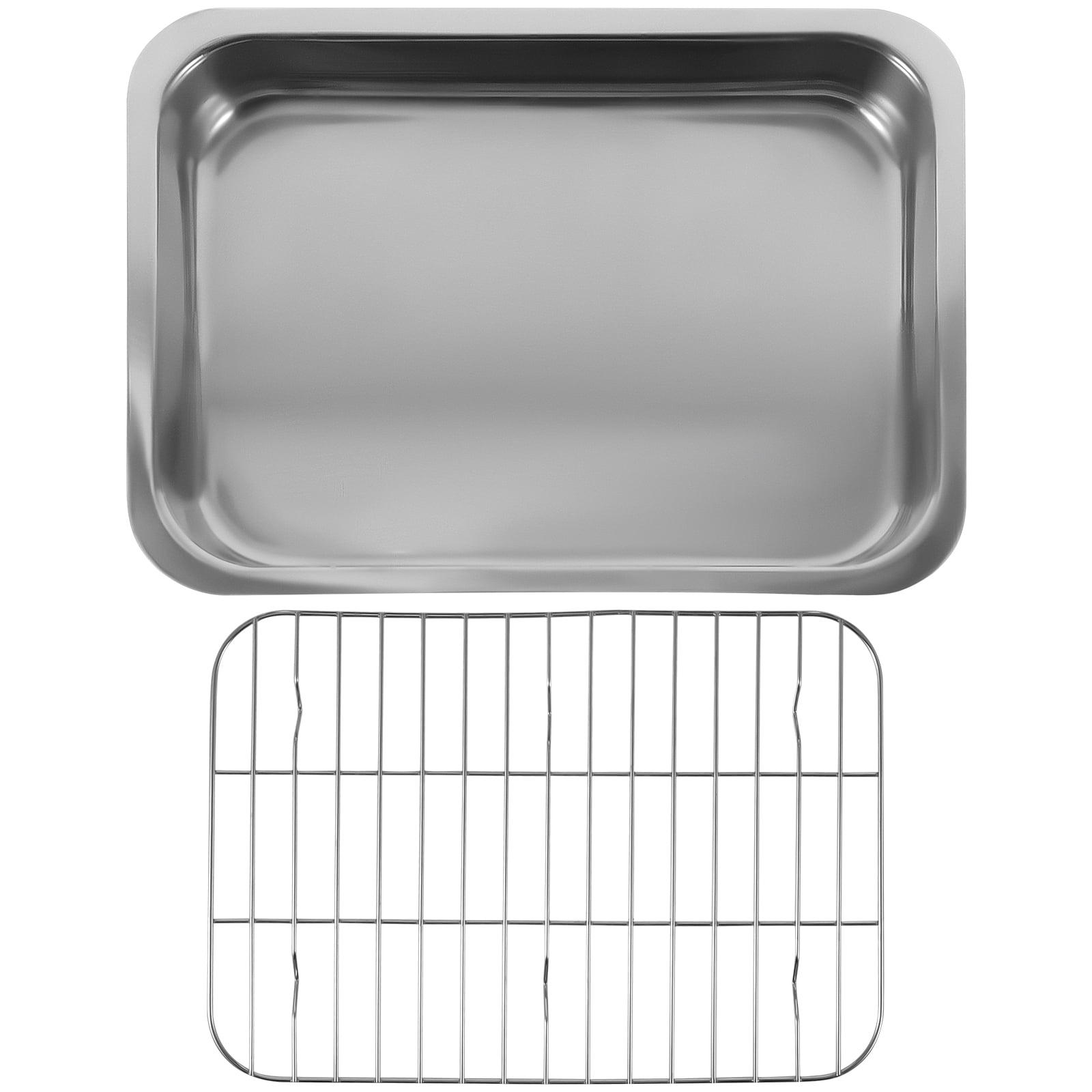 2 Sets Toaster Oven Tray with Rack Multipurpose Stainless Steel