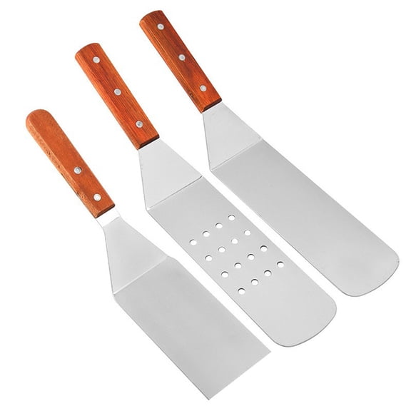 2 Sets Total 12 Pieces Stainless Steel Cooking Spatula Multifunctional Baking Steak Teppanyaki Pancake Shovel Kitchen Food Making Tools