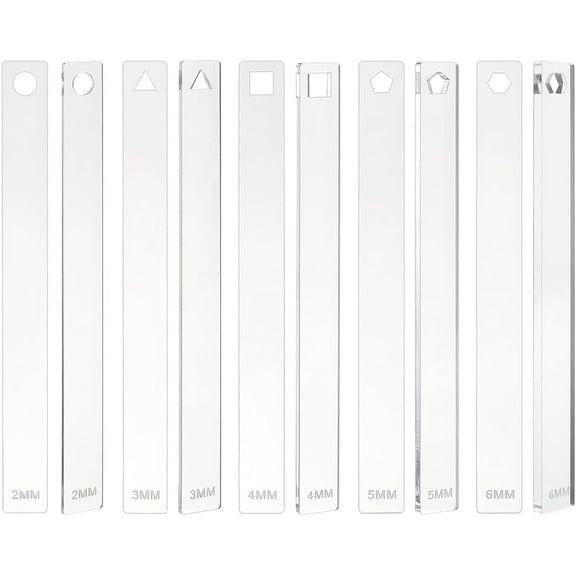 2 Sets Transparent Acrylic Clay Press Board Clay Craft Tools Rectangle with Triangle/Square/ Clear 20x2x0.2~0.6cm 5pcs/set diy