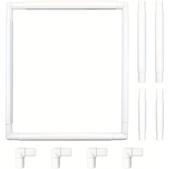 2 Sets Universal Clip Frame Set Square & Rectangle Plastic Frames (17"x17" 11"x8") for Embroidery, Quilting, Cross-Stitch, Punch Needle, Silk Painting (Also Use as 17"x11")