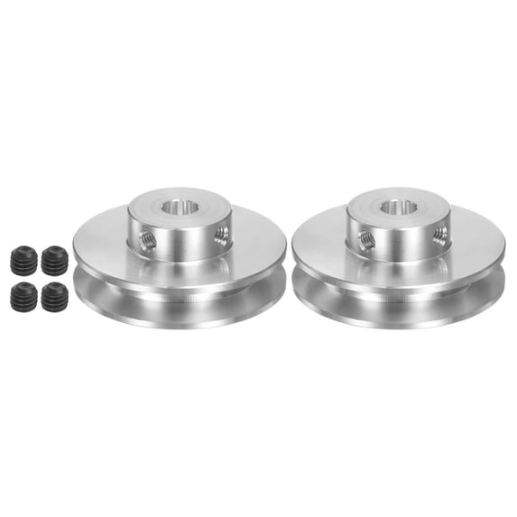 2 Sets V-Type Pulley 7mm Bore 41mm Outer Dia Single Groove Aluminum Alloy for 3-5MM PU Round Belt
