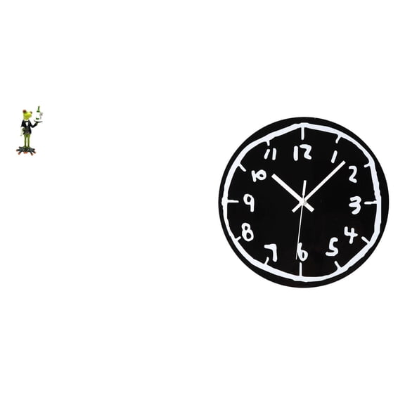 2 Sets Wall Clock Frog Statue Desktop Figurine Acrylic Resin Silent Non Ticking Living Room Bedroom Office Decor