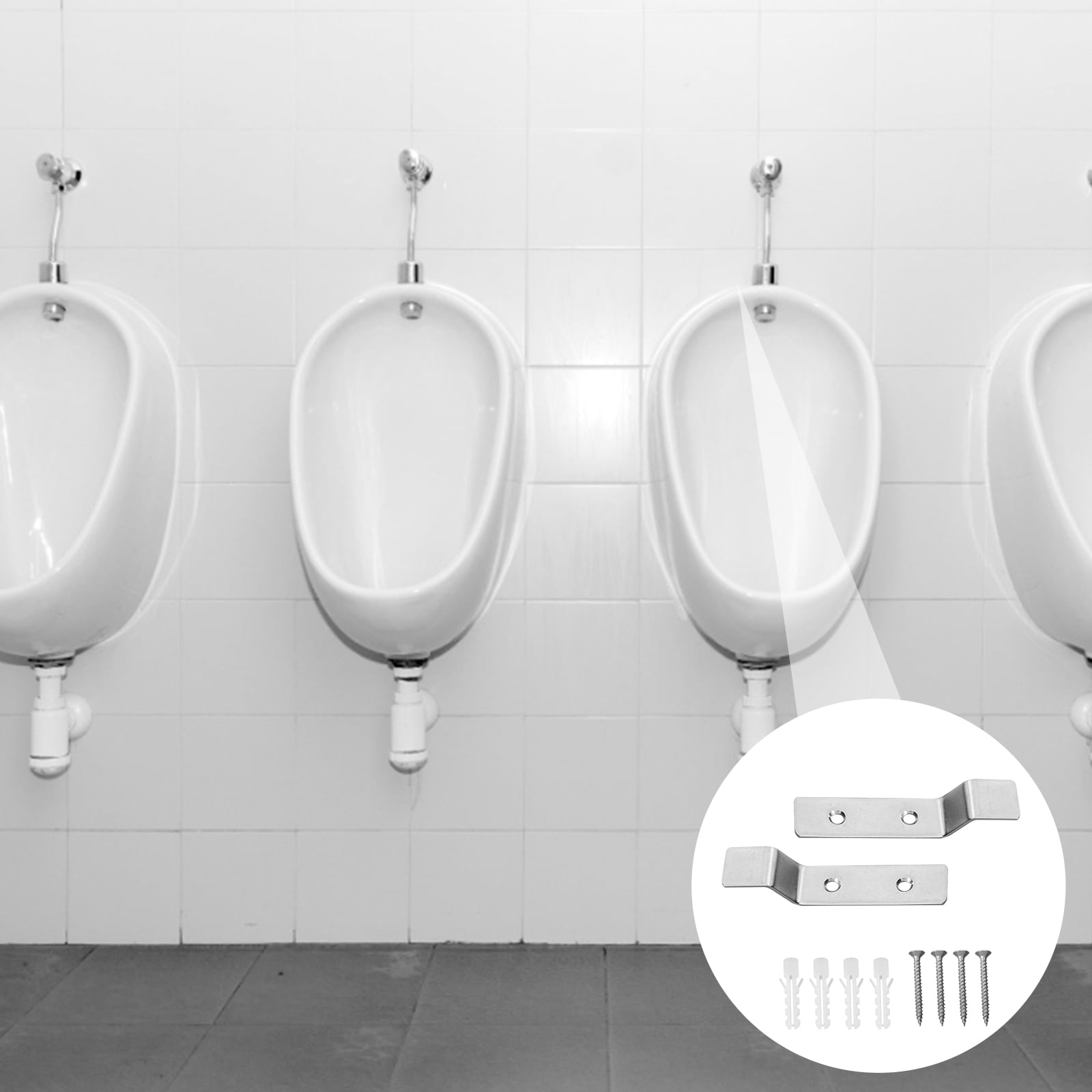 2 Sets Wall Mounted Urinal Support Urinal Fixed Hook Stainless Steel