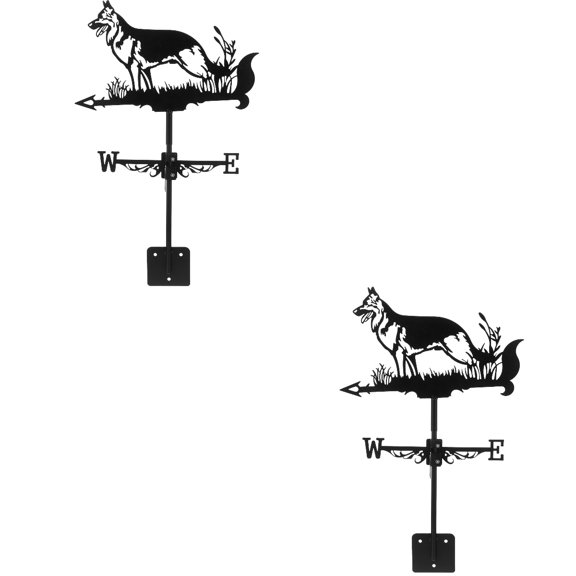 2 Sets Iron Art Weather Vane Wind Direction Indicators with for Outdoor Garden and Home Decor