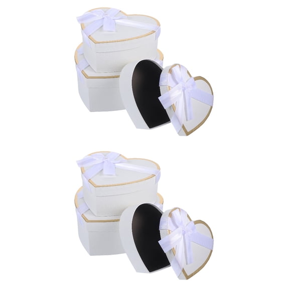 TAILTOSS Wedding Heart Shaped White Cardboard Boxes for Storage 2Sets