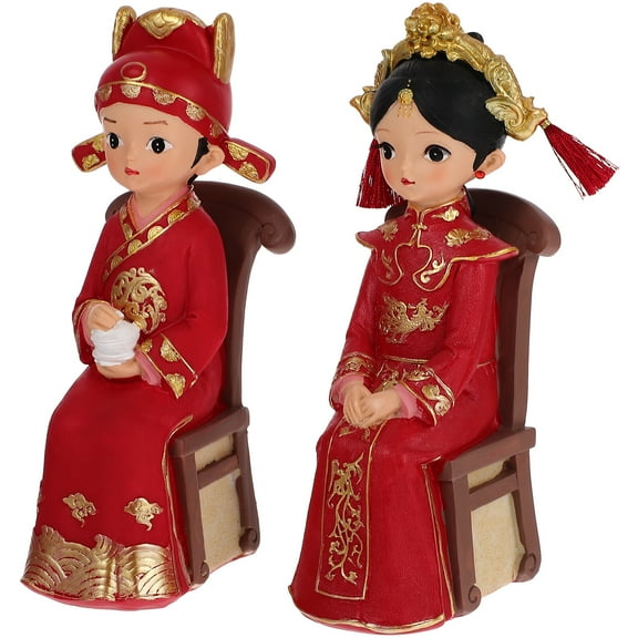 2 Sets Wedding Ornaments Chic Adornments Bride Figurine Lovers Bridegroom
