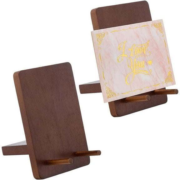 2 Sets Wood Easel Stand Plate Display Stands Portable Desktop Easel Holder Small Wood Display Easels Brown Phone Stand