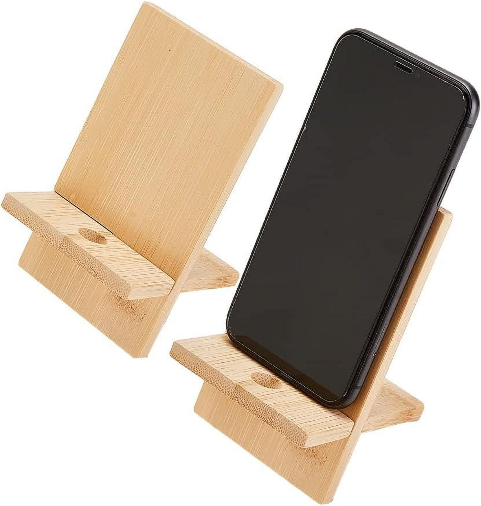 2 Sets Wood Phone Stand Mobile Wooden Desktop Tablet Holder