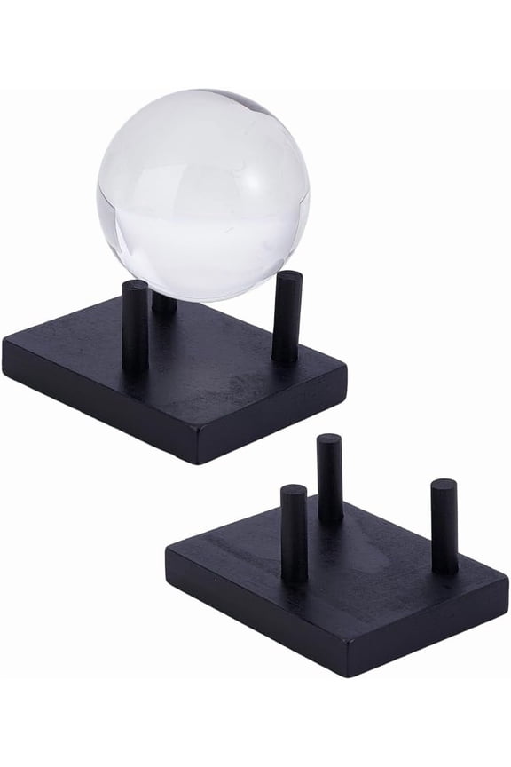 2 Sets Wooden Rock Display Stand Black Three Prong Rock Holders Display Stand Easel Holder for Spheres Geode Gemstones Fossils Minerals Agate 4.14x3.16x1.79 Inch