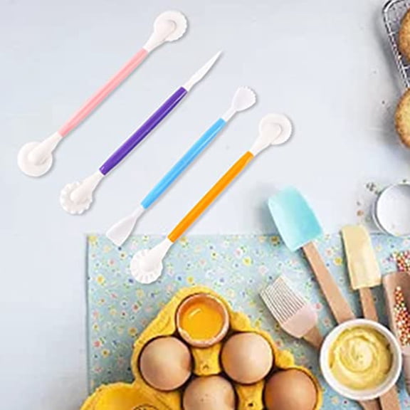 2 Sets of 4‑Piece Fondant Modeling Tools, Sugarcraft Carving & Decorating Pens for Cake, Flower & Pastry Design