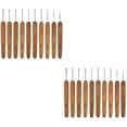 thumbnail image 1 of 2 Sets  of Bamboo Handle Crochet Hook Set Stainless Steel Bearded Needle Weaving Supplies, 1 of 8