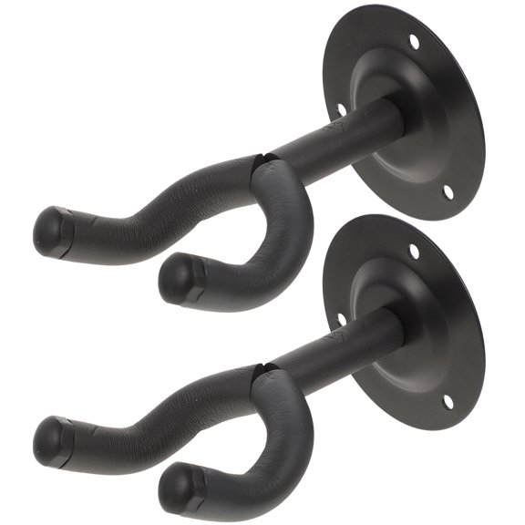 HOMEMAXS Black Wall Hanging Guitar Hooks for Home Use with Strong Support for Bass Ukulele Violin 2 Sets