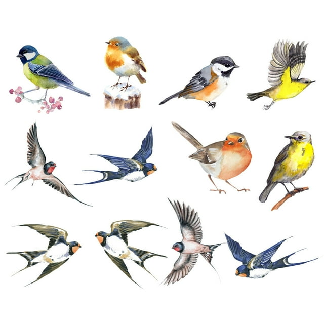 2 Sets of Bird Window Clings Alert Bird Window Decals Static Cling