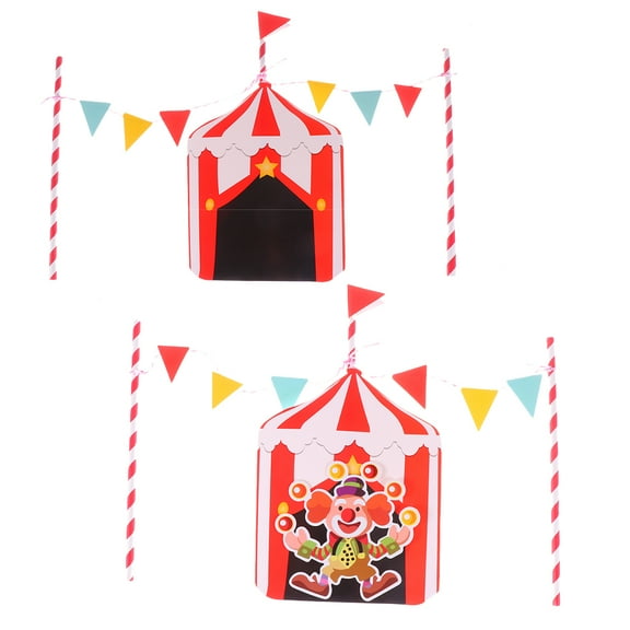 Colorful Circus Clown Cake Decoration Card Insert - Eco-Friendly Paper Toppers for Birthday Parties, Festivals, and Celebrations