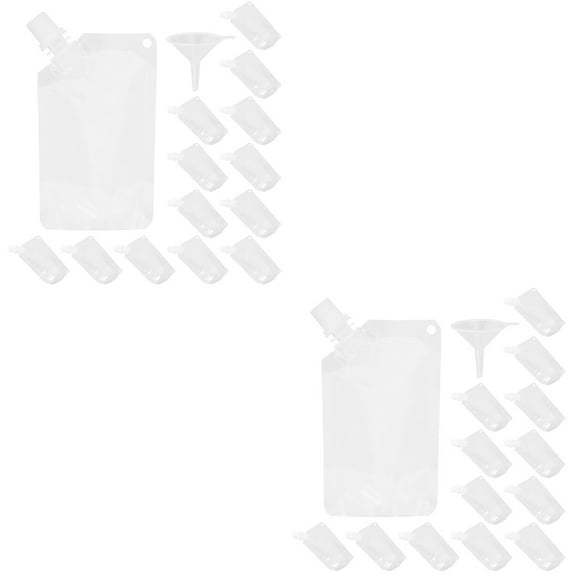 2 Sets of Clear Plastic Drinks Pouches Liquid Beverage Stand Up Leakproof Pouch Bags