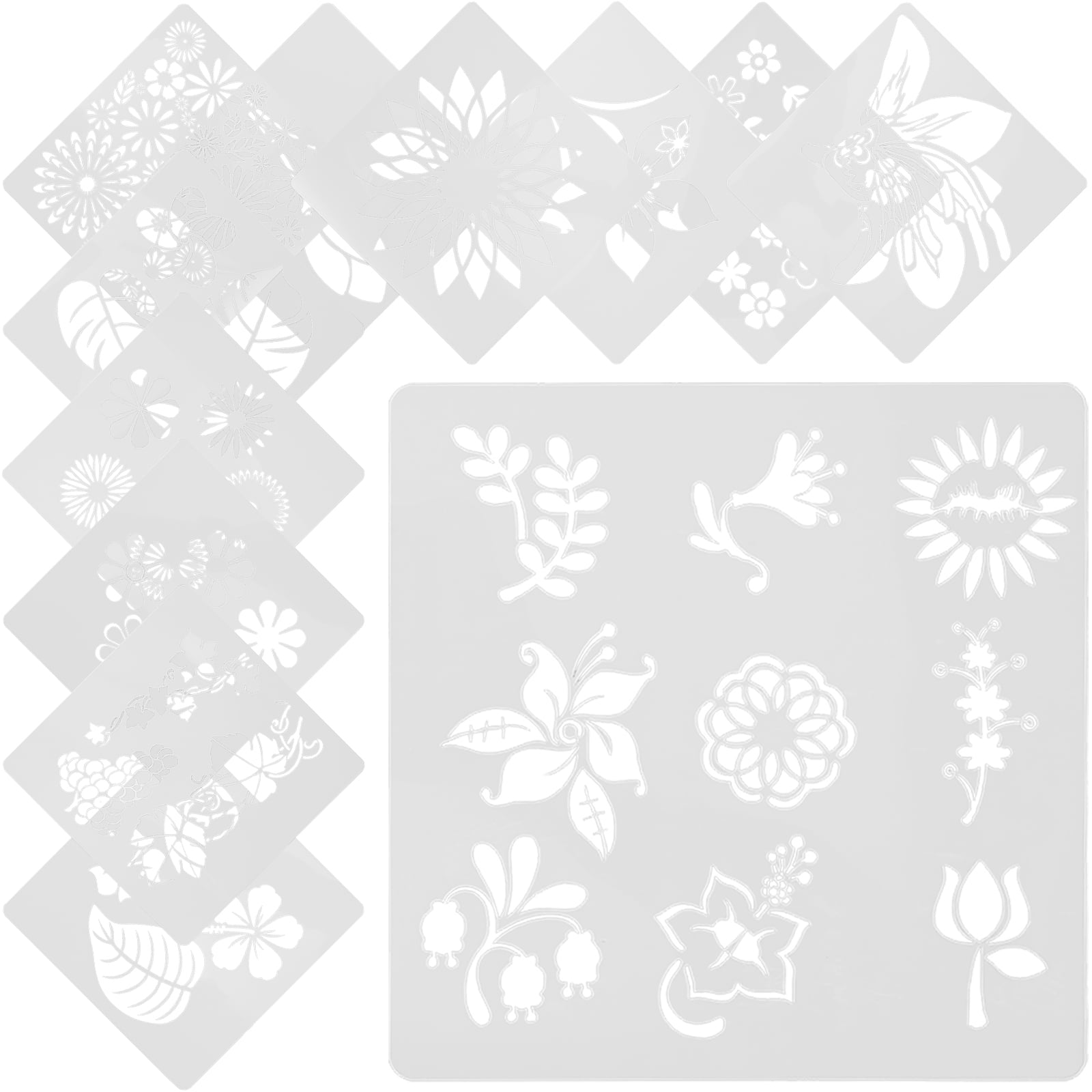 2 Sets of Flower Stencil Reusable Flower Stencil for Painting Diy ...