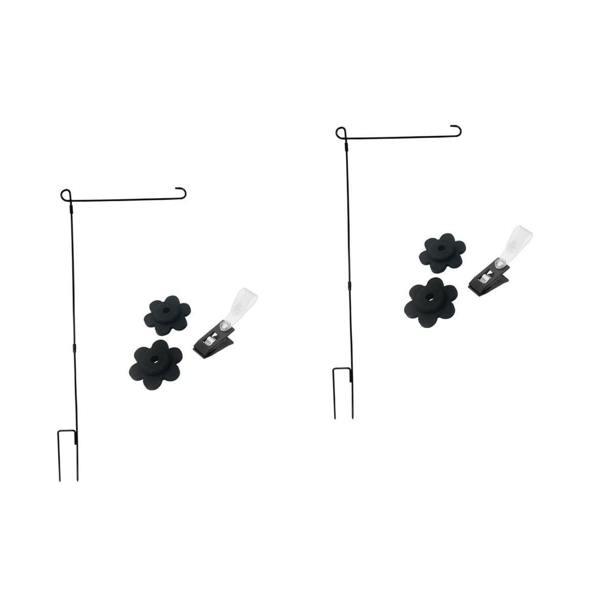 2 Sets  of Garden Flag Stand Pole Outdoor Banner Bracket Premium Flagpole
