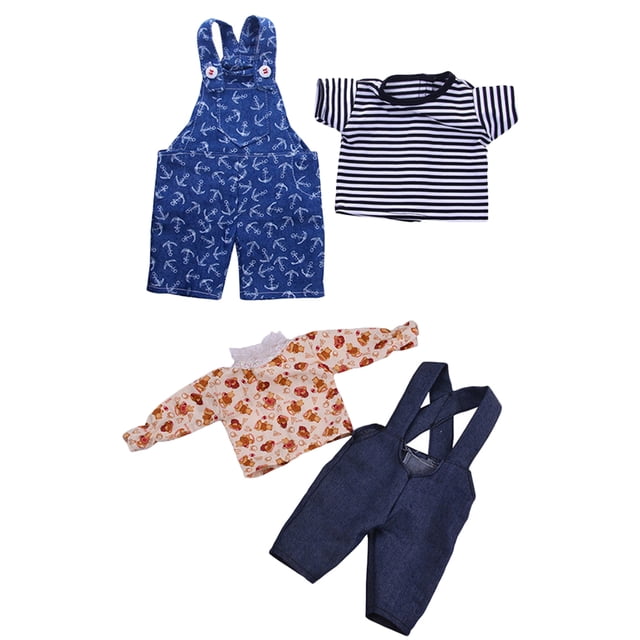 2 Sets of Girl Doll Overalls Decorative Clothes for Miniature Doll