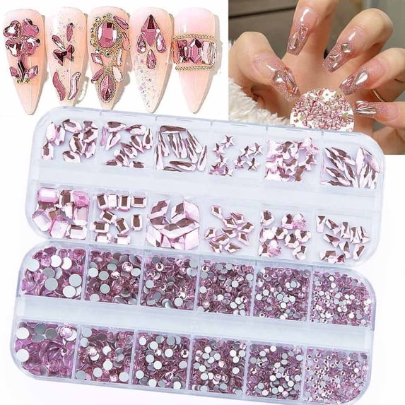 2 Sets of Irregular Flat-Bottom Nail Gems for Unique Nail Art - Walmart.com