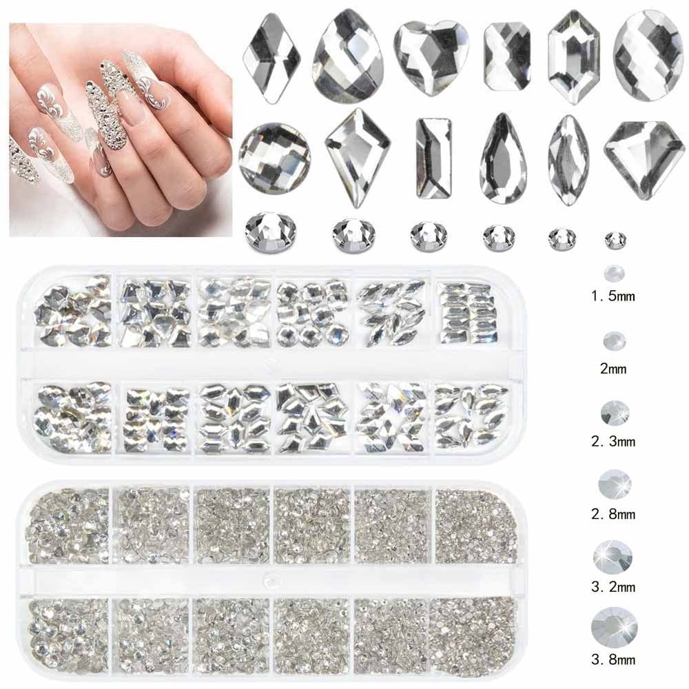2 Sets of Irregular Flat-Bottom Nail Gems for Unique Nail Art - Walmart.com