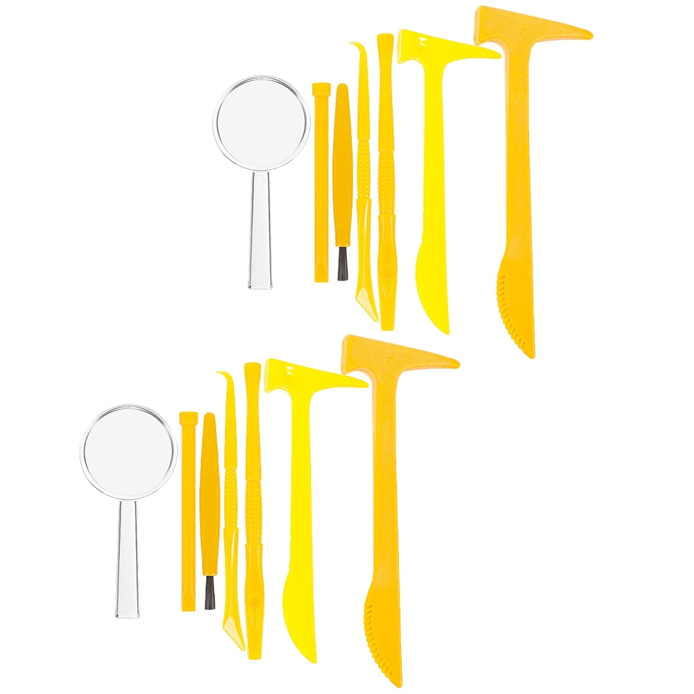 2 Sets of Kids Tools Set Plastic Hammer Chisel Brush Scraper Tool Toys ...
