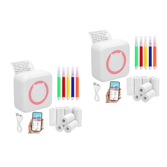 2 Sets of Label Maker Portable Label Printer USB Label Printer Student Pocket Label Printer
