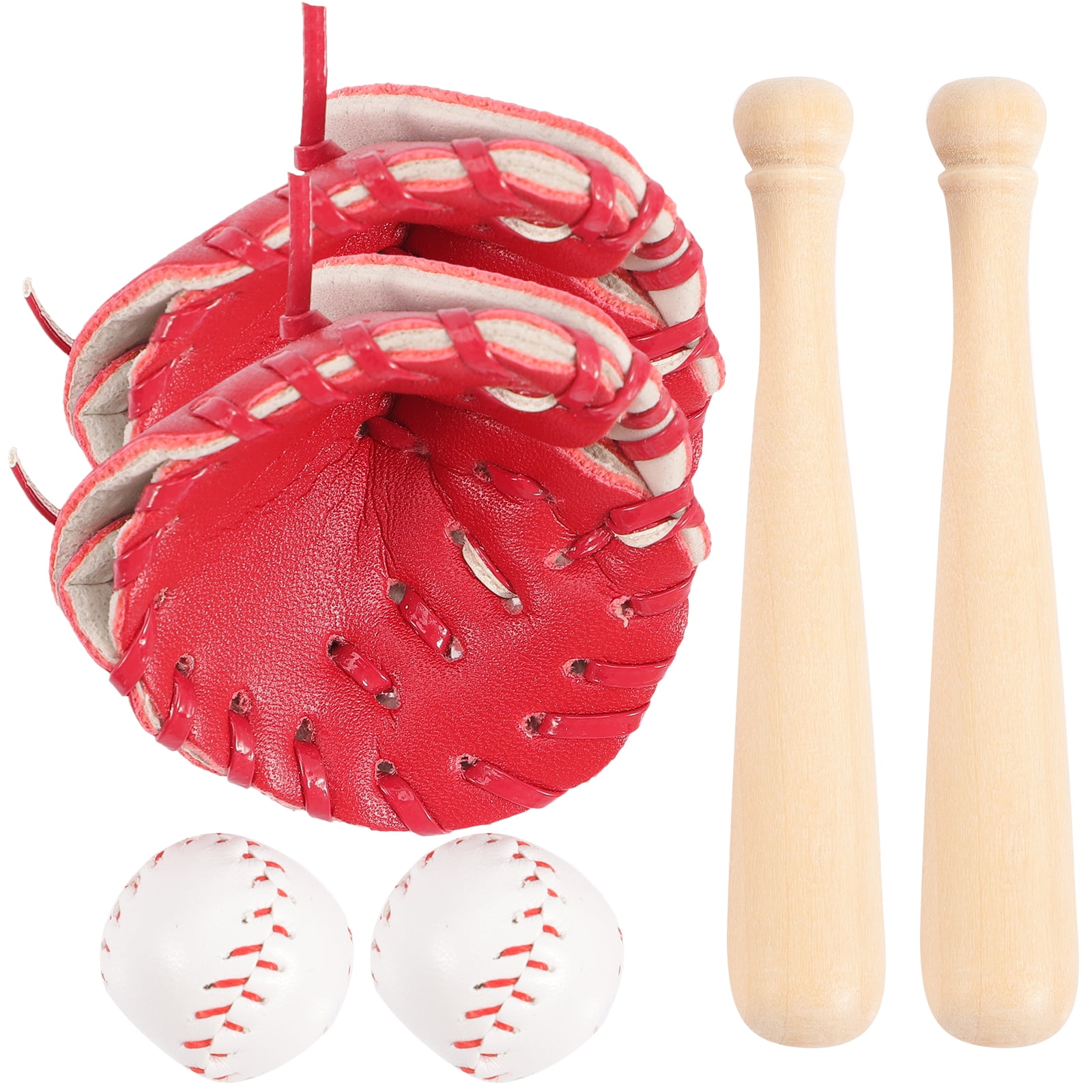 2 Sets of Mini Baseball Glove Baseball Bat Decor Mini Baseball Set