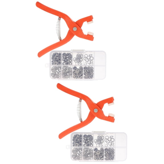 2 Sets of Open-Ring Snaps No-Sew Button Fasteners Studs Fastener Pliers Press Tool
