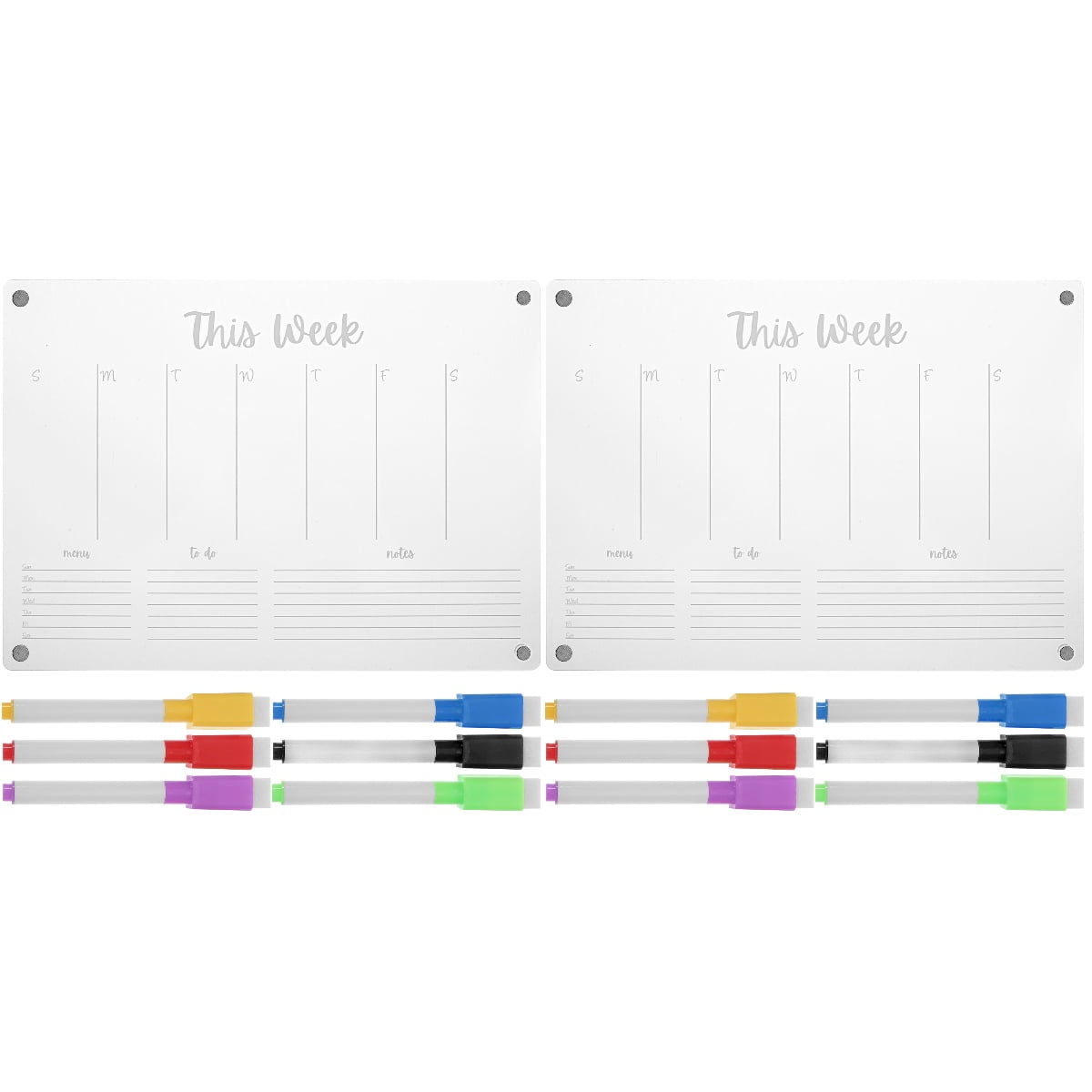 2 Sets of Schedule Daily Planning Board Refrigerator Dry Erase Board