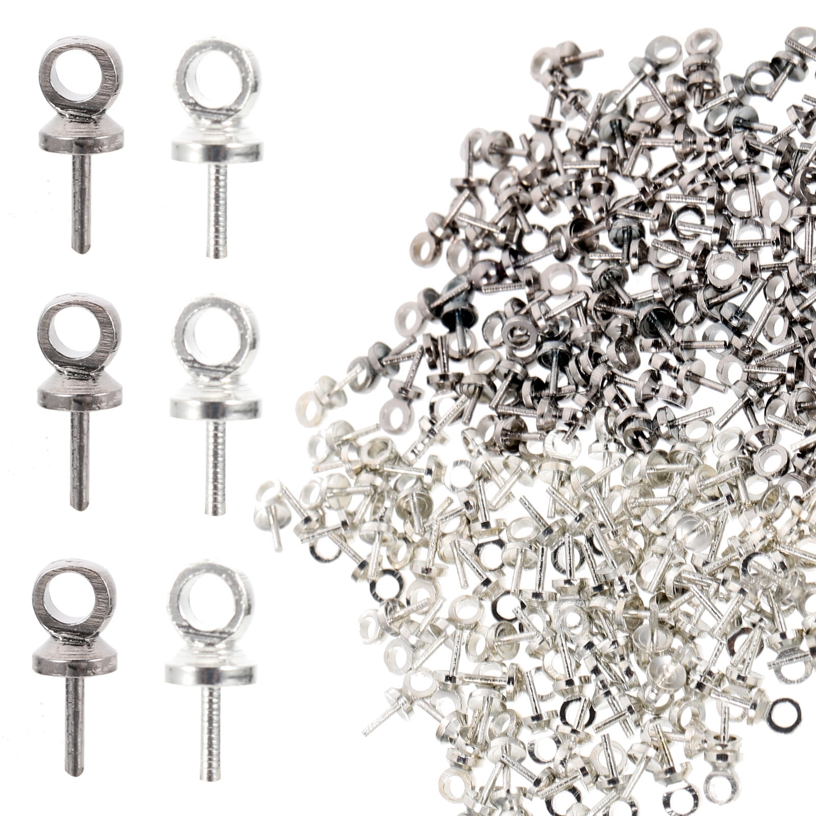 2 Sets of Small Screw Eye Pin Jewelry Making Threaded Hook Jewelry Eye Screw