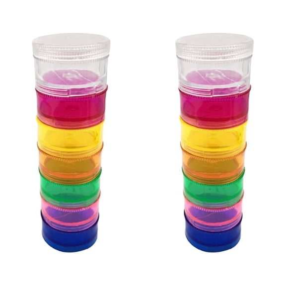 2 Sets Stackable Portable Mini Pill Box with Detachable Compartments, Sealed Plastic Pill Organizer Case for Daily Medication