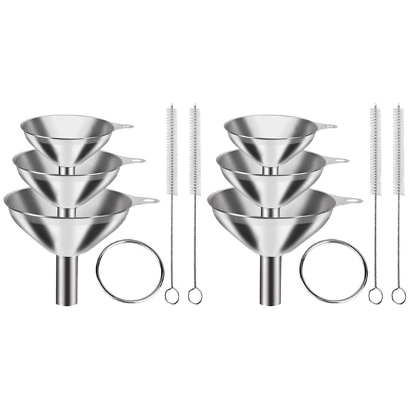 CHICHUMID Stainless Steel Funnel Set, Silver, Kitchen Use, and Easy Clean