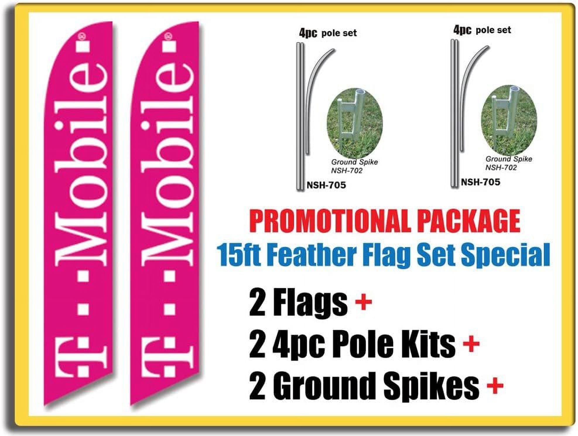 Mobil Flags 2 Sets of Tmobile T-Mobile Swooper Feather Banner Flags, Includes 2 ...