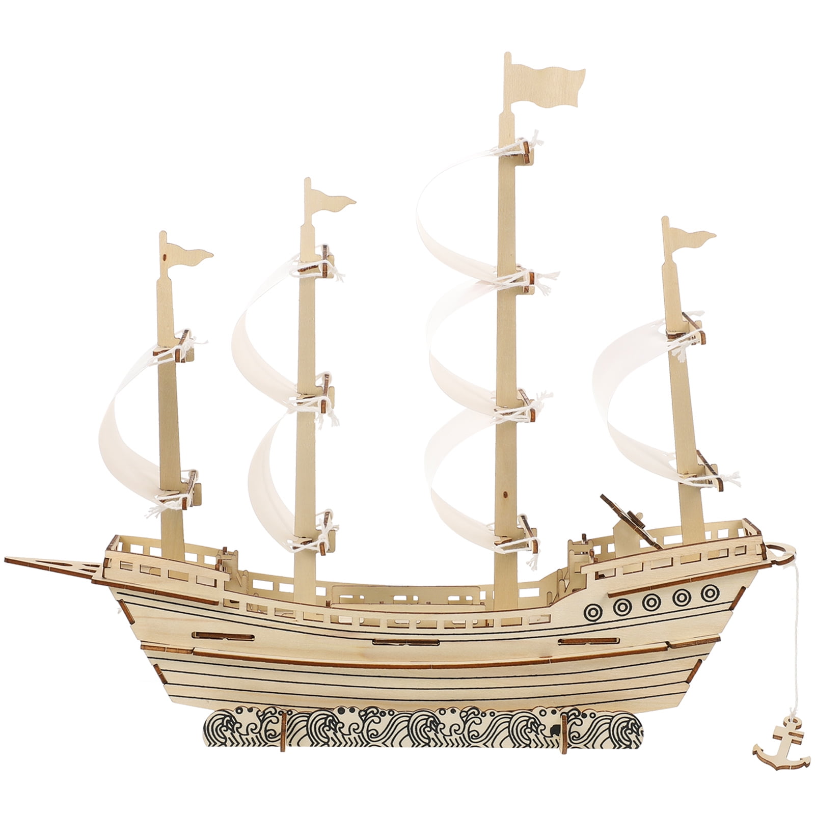 2 Sets of Vessel Ship Model Sailboat Building Puzzle Kit Wooden ...