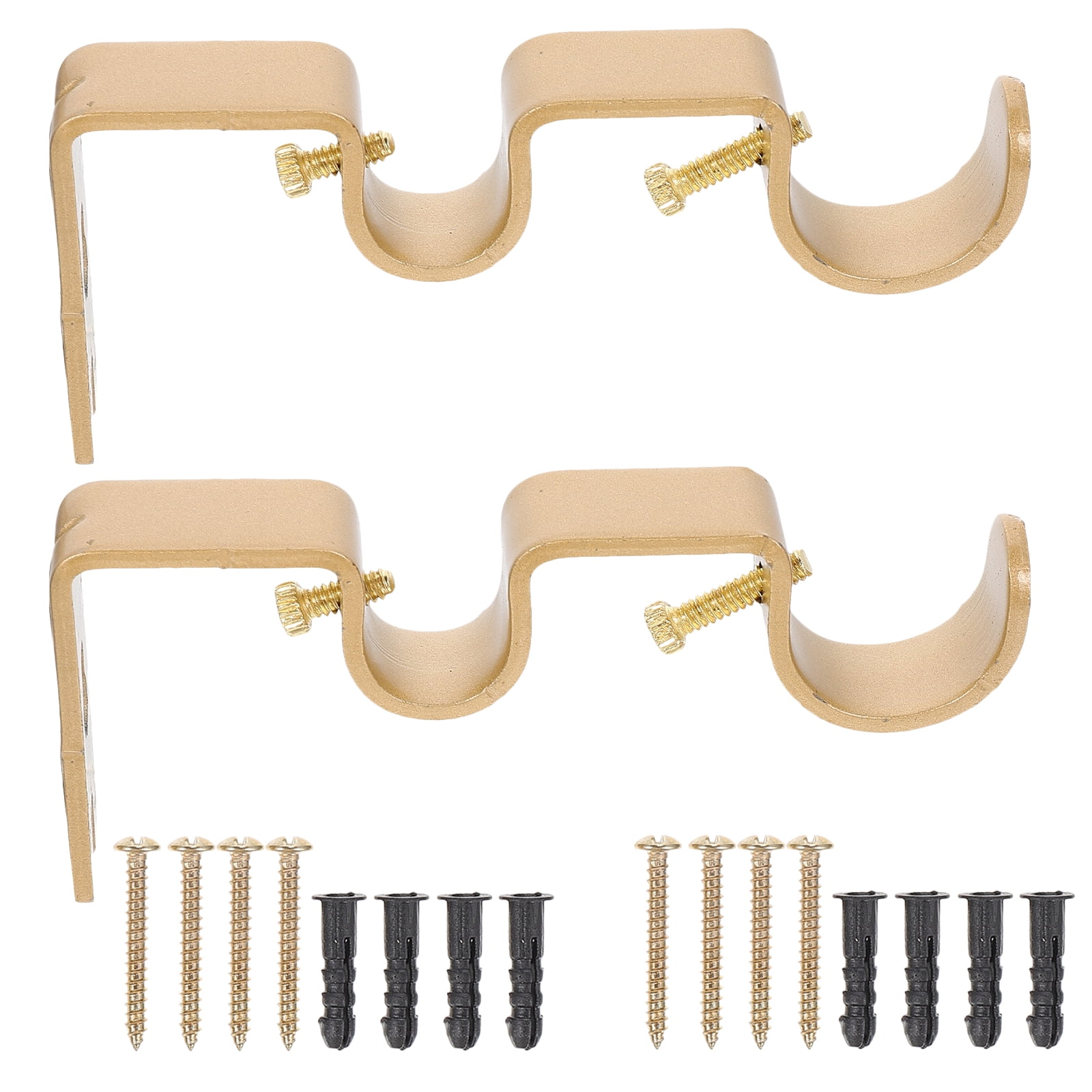2 Sets of Wall Mount Curtain Rod Bracket Holder Wall Curtain Pole Towel