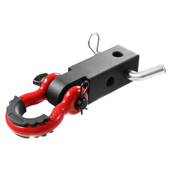 2" Shackle Hitch Receiver - 16,000LB Capacity D-Ring Tow Mount - Aluminum Alloy Recovery Hitch for Trucks/Jeeps - Rust-Proof w/ Reflective Safety Sticker