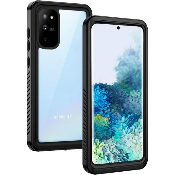 REQO Samsung Galaxy S20+ Plus Case, IP68 Waterproof Dustproof Shockproof Case with Built-in Screen Protector, Heavy Duty Full Body Protective Cover for Galaxy S20 Plus 5G, Black/Clear