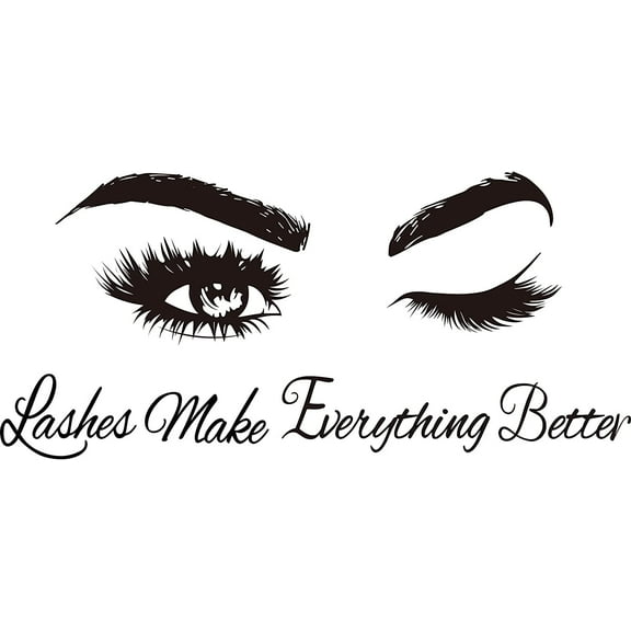 2 Sheet Black PVC Wall Stickers Eye and Maxim Pattern Vinyl Wall Decor Inspirational Motivational Quotes Wall Decals Removeable Wall Decor for Home Beauty Salon Decoration 11.5"x33.5"