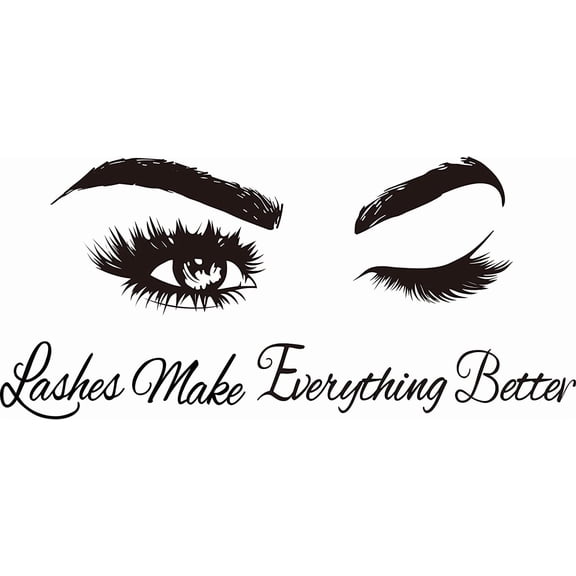 2 Sheet Black PVC Wall Stickers Eye and Maxim Pattern Vinyl Wall Decor Inspirational Motivational Quotes Wall Decals Removeable Wall Decor for Home Beauty Salon Decoration 11.5"x33.5" Black