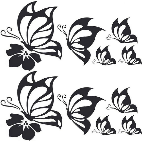 2 Sheet Butterfly Car Decal Set Butterfly Vinyl Waterproof Sticker Women Car Stickers and Reflective Decals for SUV Truck Motorcycle Doors Walls Laptop Black