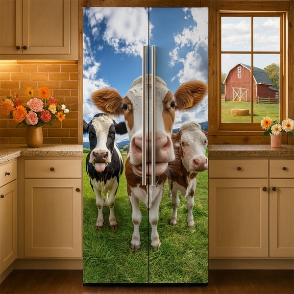2 Sheet Farm Animals Removable Refrigerator Wraps Self-Adhesive Fridge Stickers Peel and Stick Vinyl Fridge Decals StickerDIY