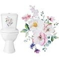 thumbnail image 1 of 2 Sheet Flowers Toilet Stickers Decal Floral Self Adhesive Waterproof Toilet Cover Decorative Sticker Removable Toilet Seat Lid Sticker Bathroom Wall Sticker for Bathroom Cistern Decor, 1 of 9