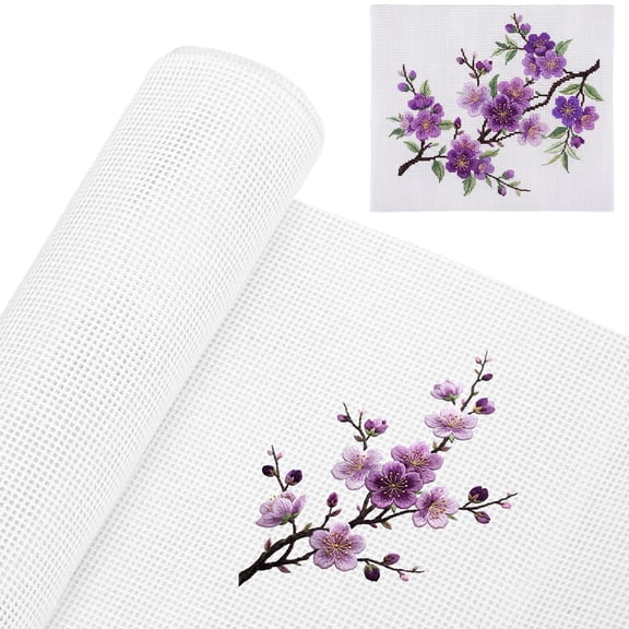 2 Sheet Needlepoint Canvas 20x18 Inch, 13 Mesh White Pure Cotton Blank Embroidery Cloth for Cross Stitch, Needlepoint & DIY Craft Projects