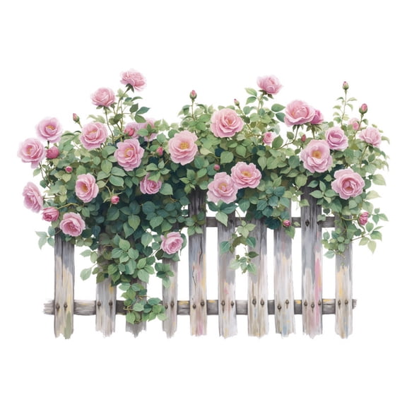 2 Sheet Pink Rose Wall Decals Floral Wall Sticker 23.6x15.7Inch Decorative Peel and Stick for Bedroom Living Room Kitchen Bathroom Decor