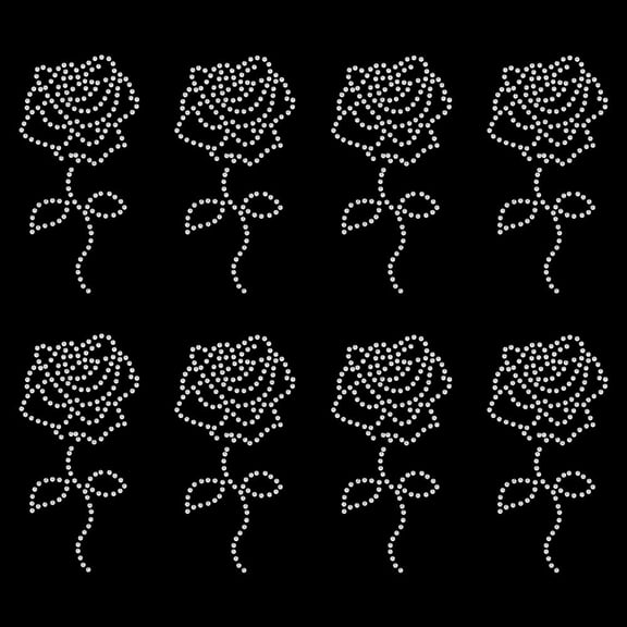 2 Sheet Rose Glitter Rhinestone Iron on Transfers 16 pcs Rose Shape Middle East Rhinestone Hotfix Appliques Flat Round Rhinestone Hot Melt Patches for Clothing Embellishment