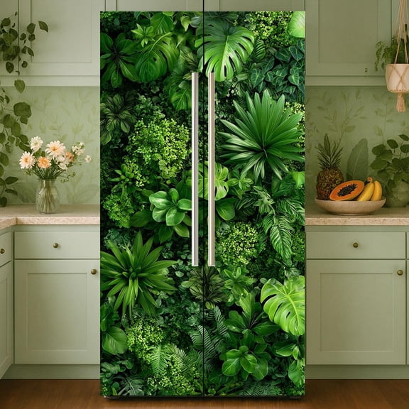 2 Sheet Various Plant Leaves Removable Refrigerator Wraps Self-Adhesive Fridge Stickers Peel and Stick Vinyl Fridge Decals Sticker Multi-color