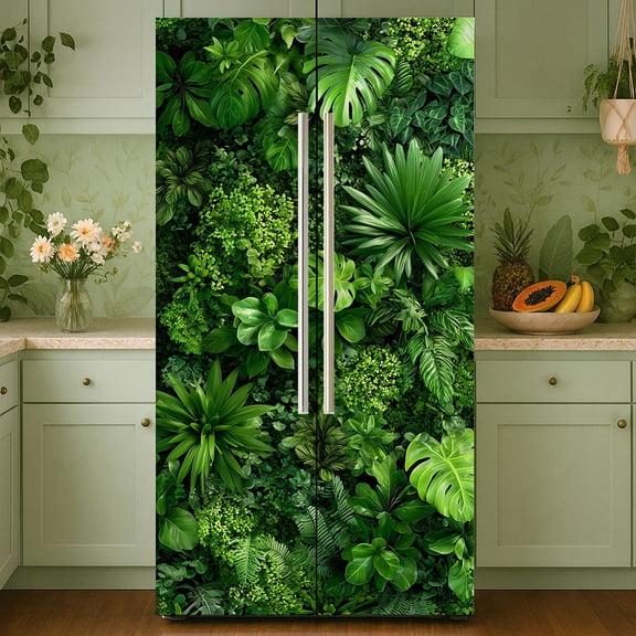 2 Sheet Various Plant Leaves Removable Refrigerator Wraps Self-Adhesive Fridge Stickers Peel and Stick Vinyl Fridge Decals Sticker diy