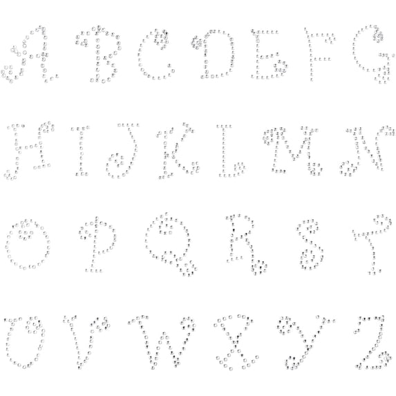 2 Sheets 10.03"x7.48" Cursive Alphabet Letters from A-Z Hotfix Transfer Rhinestone Iron on Patches for Clothing DIY Projects Shoes Garments and Bags DecorationCrystal